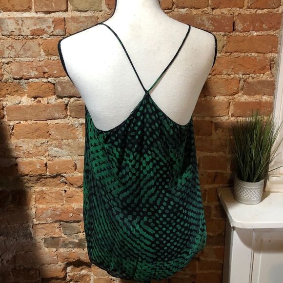 THEORY SHIRAO BLURRED SILK CAMI WOMENS SMALL GREEN BLACK ANIMAL PRINT SNAKE - Picture 8 of 8